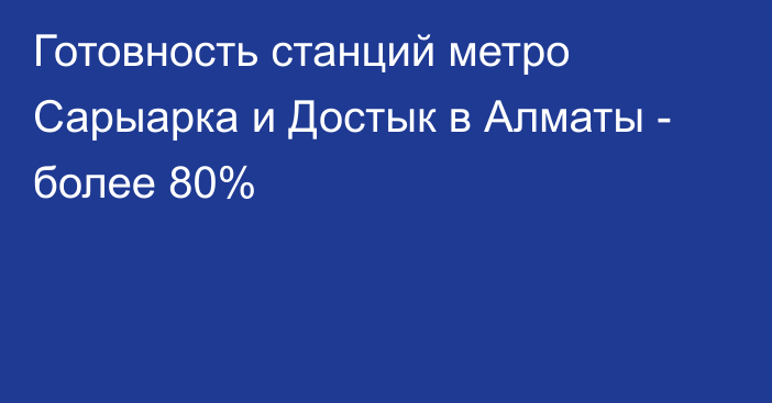 Готовность станций метро Сарыарка и Достык в Алматы - более 80%