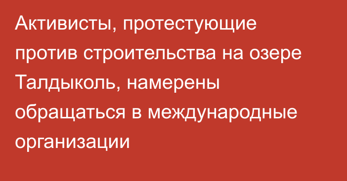 Активисты, протестующие против строительства на озере Талдыколь, намерены обращаться в международные организации