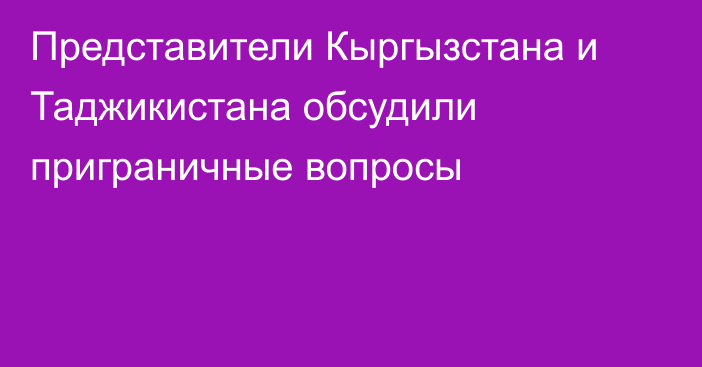 Представители Кыргызстана и Таджикистана обсудили приграничные вопросы