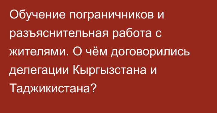 Обучение пограничников и разъяснительная работа с жителями. О чём договорились делегации Кыргызстана и Таджикистана?