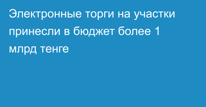 Электронные торги на участки принесли в бюджет более 1 млрд тенге