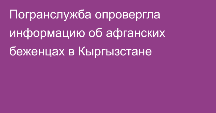 Погранслужба опровергла информацию об афганских беженцах в Кыргызстане