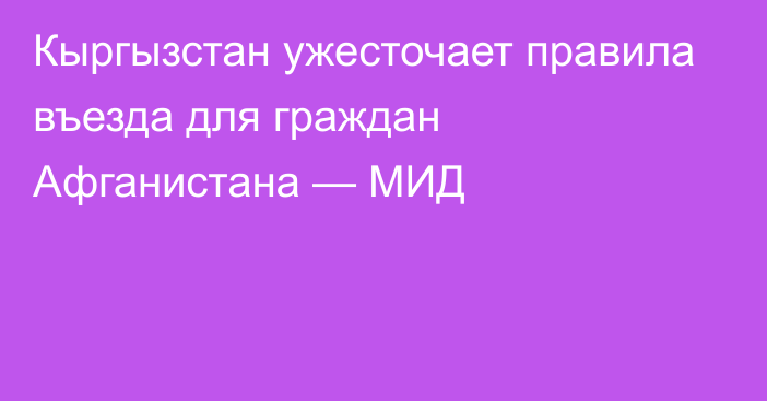 Кыргызстан ужесточает правила въезда для граждан Афганистана — МИД