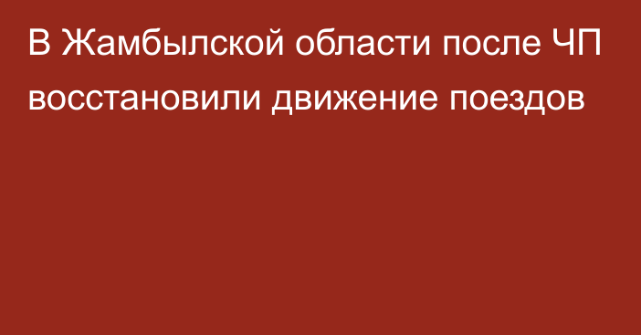 В Жамбылской области после ЧП восстановили движение поездов