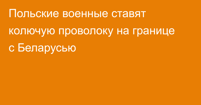 Польские военные ставят колючую проволоку на границе с Беларусью