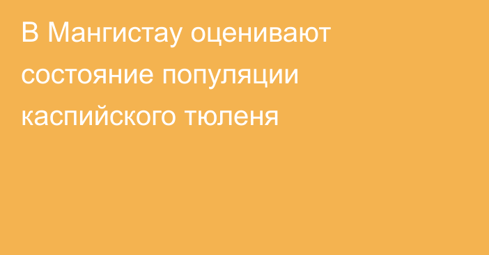 В Мангистау оценивают состояние популяции каспийского тюленя