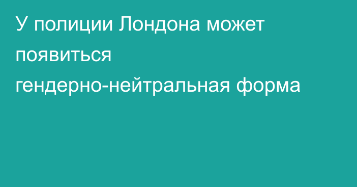 У полиции Лондона может появиться гендерно-нейтральная форма