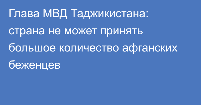 Глава МВД Таджикистана: страна не может принять большое количество афганских беженцев