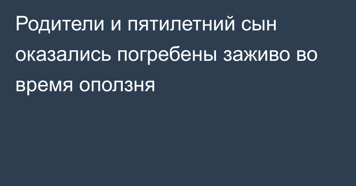 Родители и пятилетний сын оказались погребены заживо во время оползня