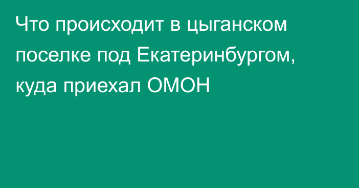 Что происходит в цыганском поселке под Екатеринбургом, куда приехал ОМОН