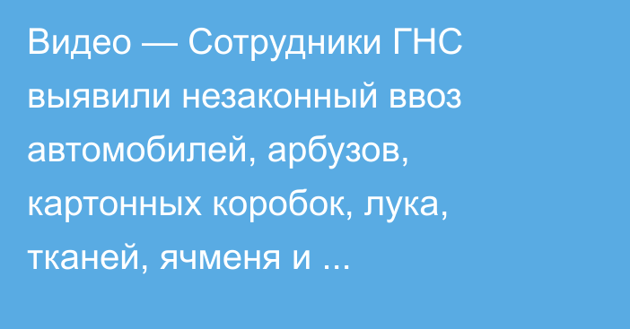 Видео — Сотрудники ГНС выявили незаконный ввоз автомобилей, арбузов, картонных коробок, лука, тканей, ячменя и пиломатериалов из стран ЕАЭС