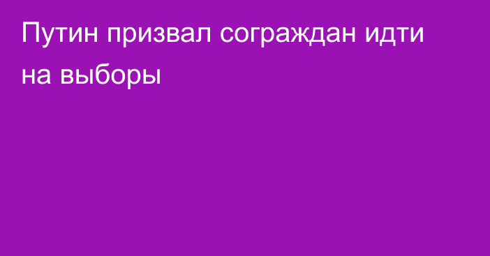 Путин призвал сограждан идти на выборы