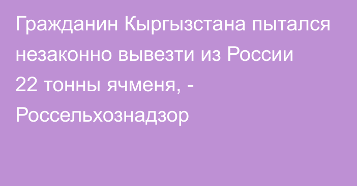 Гражданин Кыргызстана пытался незаконно вывезти из России 22 тонны ячменя, - Россельхознадзор