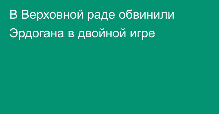 В Верховной раде обвинили Эрдогана в двойной игре