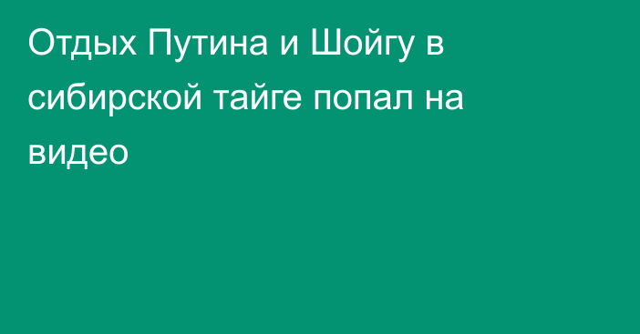 Отдых Путина и Шойгу в сибирской тайге попал на видео