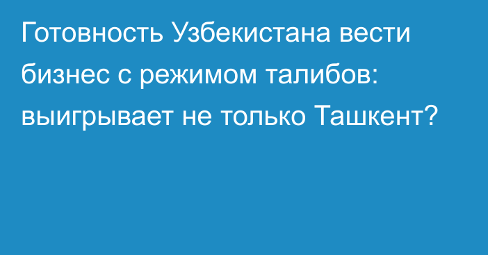 Готовность Узбекистана вести бизнес с режимом талибов: выигрывает не только Ташкент?