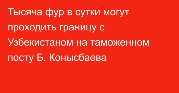 Тысяча фур в сутки могут проходить границу с Узбекистаном на таможенном посту Б. Конысбаева