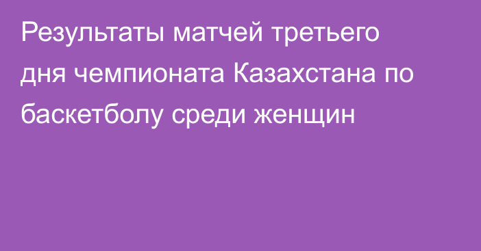 Результаты матчей третьего дня чемпионата Казахстана по баскетболу среди женщин