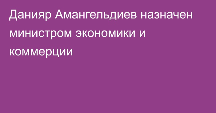 Данияр Амангельдиев  назначен министром экономики и коммерции