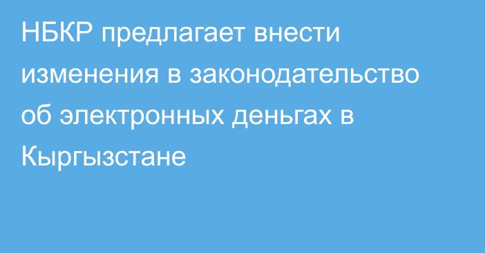 НБКР предлагает внести изменения в законодательство об электронных деньгах в Кыргызстане