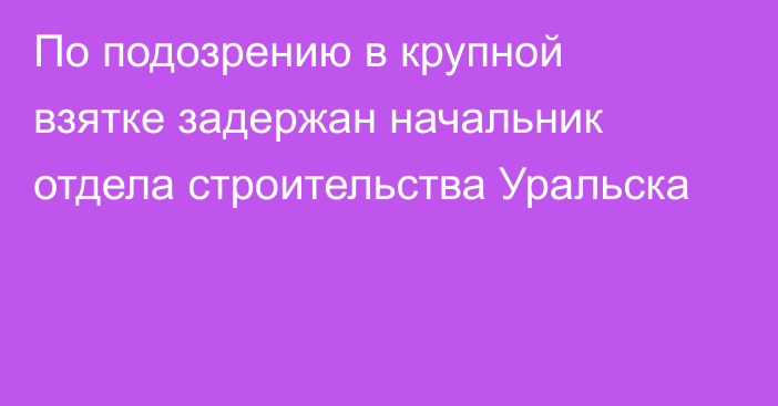 По подозрению в крупной взятке задержан начальник отдела строительства Уральска