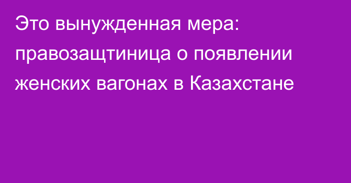 Это вынужденная мера: правозащтиница о появлении женских вагонах в Казахстане