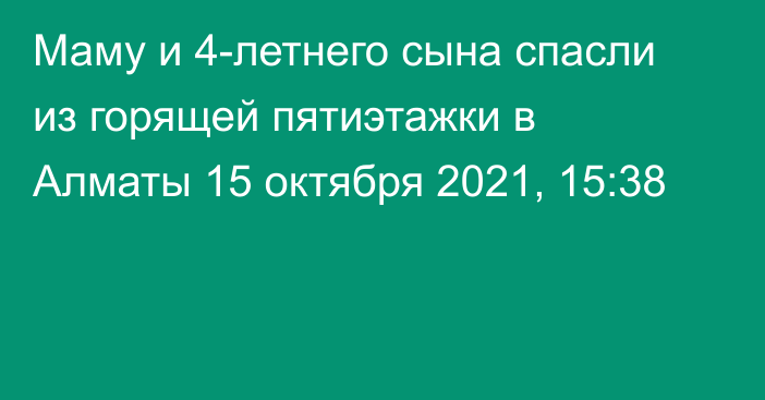 Маму и 4-летнего сына спасли из горящей пятиэтажки в Алматы
                15 октября 2021, 15:38