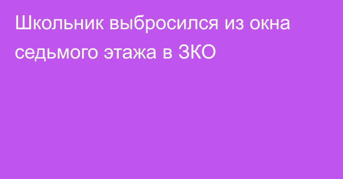 Школьник выбросился из окна седьмого этажа в ЗКО