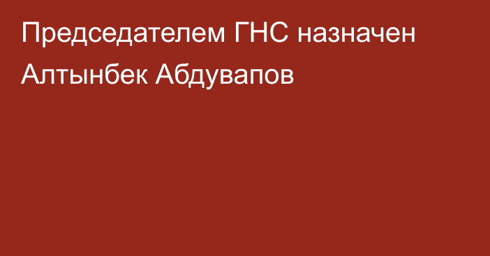 Председателем ГНС назначен Алтынбек Абдувапов