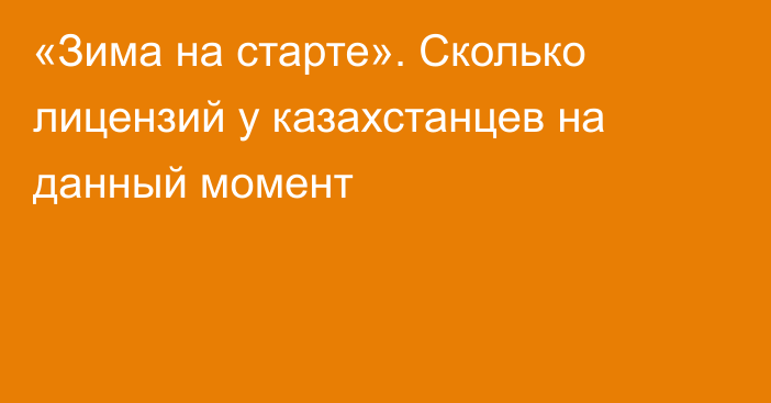 «Зима на старте». Сколько лицензий у казахстанцев на данный момент