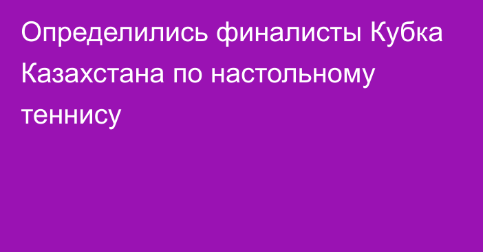 Определились финалисты Кубка Казахстана по настольному теннису