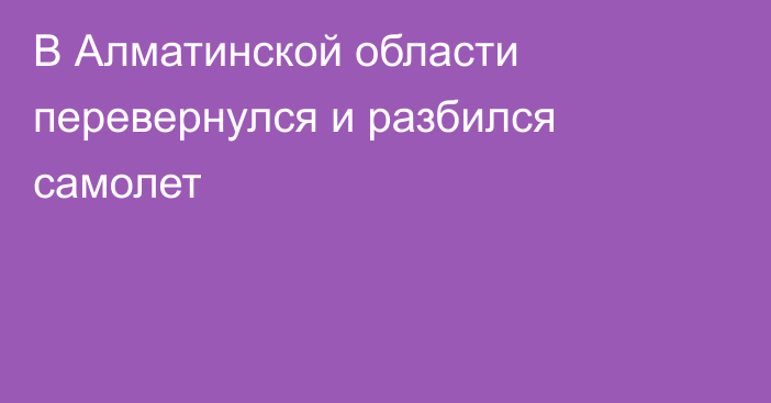 В Алматинской области перевернулся и разбился самолет