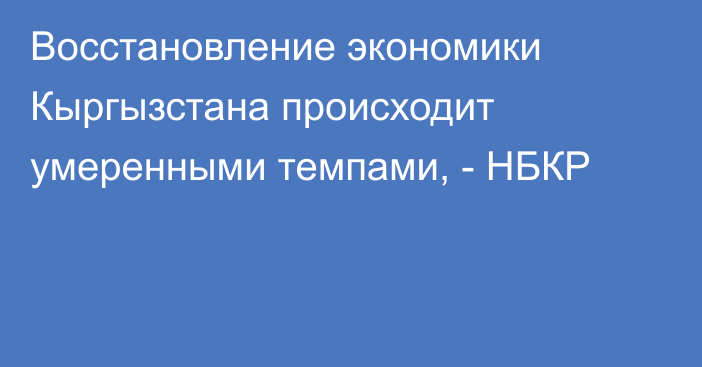 Восстановление экономики Кыргызстана происходит умеренными темпами, - НБКР