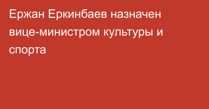 Ержан Еркинбаев назначен вице-министром культуры и спорта