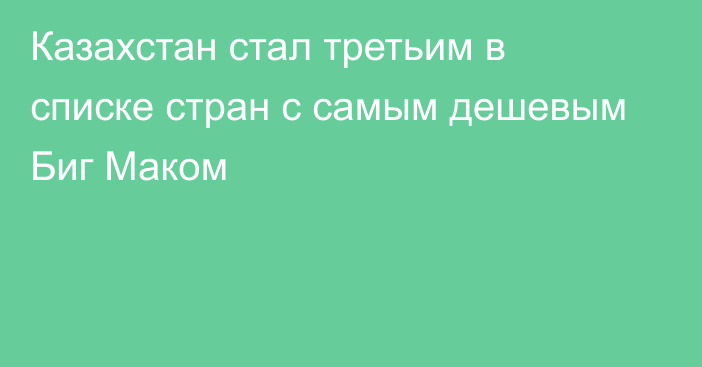 Казахстан стал третьим в списке стран с самым дешевым Биг Маком