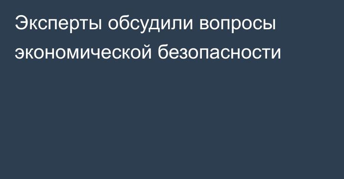 Эксперты обсудили вопросы экономической безопасности