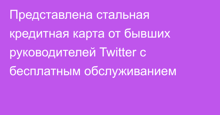 Представлена стальная кредитная карта от бывших руководителей Twitter с бесплатным обслуживанием