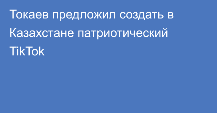 Токаев предложил создать в Казахстане патриотический TikTok