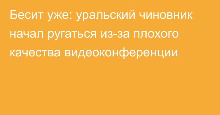 Бесит уже: уральский чиновник начал ругаться из-за плохого качества видеоконференции