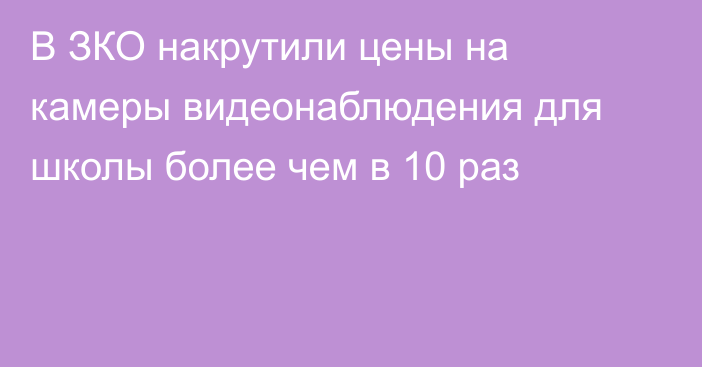 В ЗКО накрутили цены на камеры видеонаблюдения для школы более чем в 10 раз