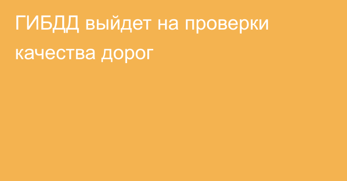 ГИБДД выйдет на проверки качества дорог