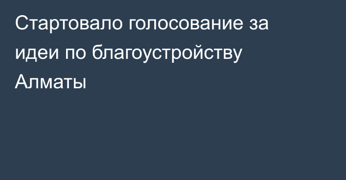 Стартовало голосование за идеи по благоустройству Алматы