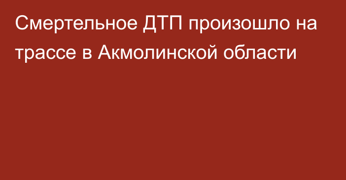 Смертельное ДТП произошло на трассе в Акмолинской области