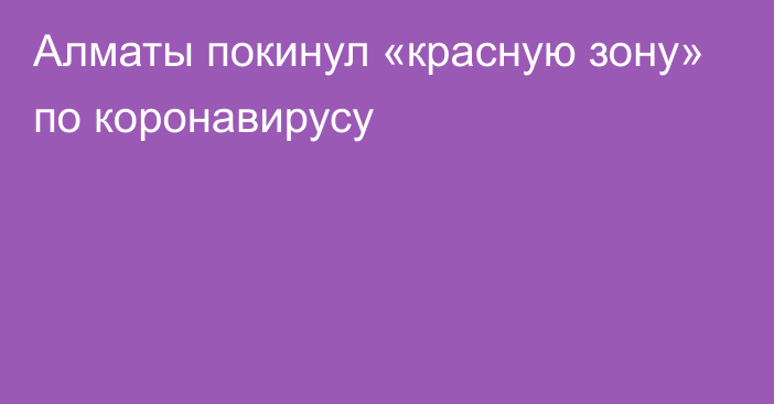 Алматы покинул «красную зону» по коронавирусу