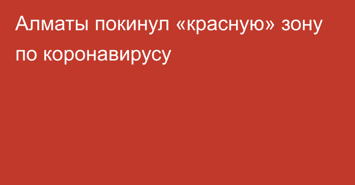 Алматы покинул «красную» зону по коронавирусу