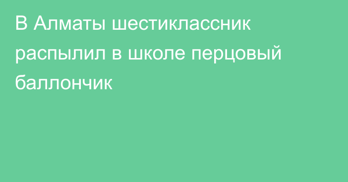 В Алматы шестиклассник распылил в школе перцовый баллончик