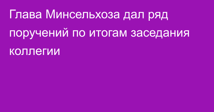 Глава Минсельхоза дал ряд поручений по итогам заседания коллегии