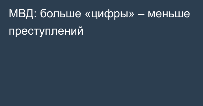 МВД: больше «цифры» – меньше преступлений