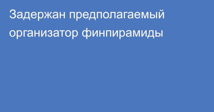 Задержан предполагаемый организатор финпирамиды