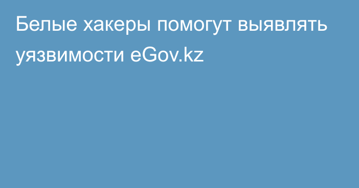 Белые хакеры помогут выявлять уязвимости eGov.kz